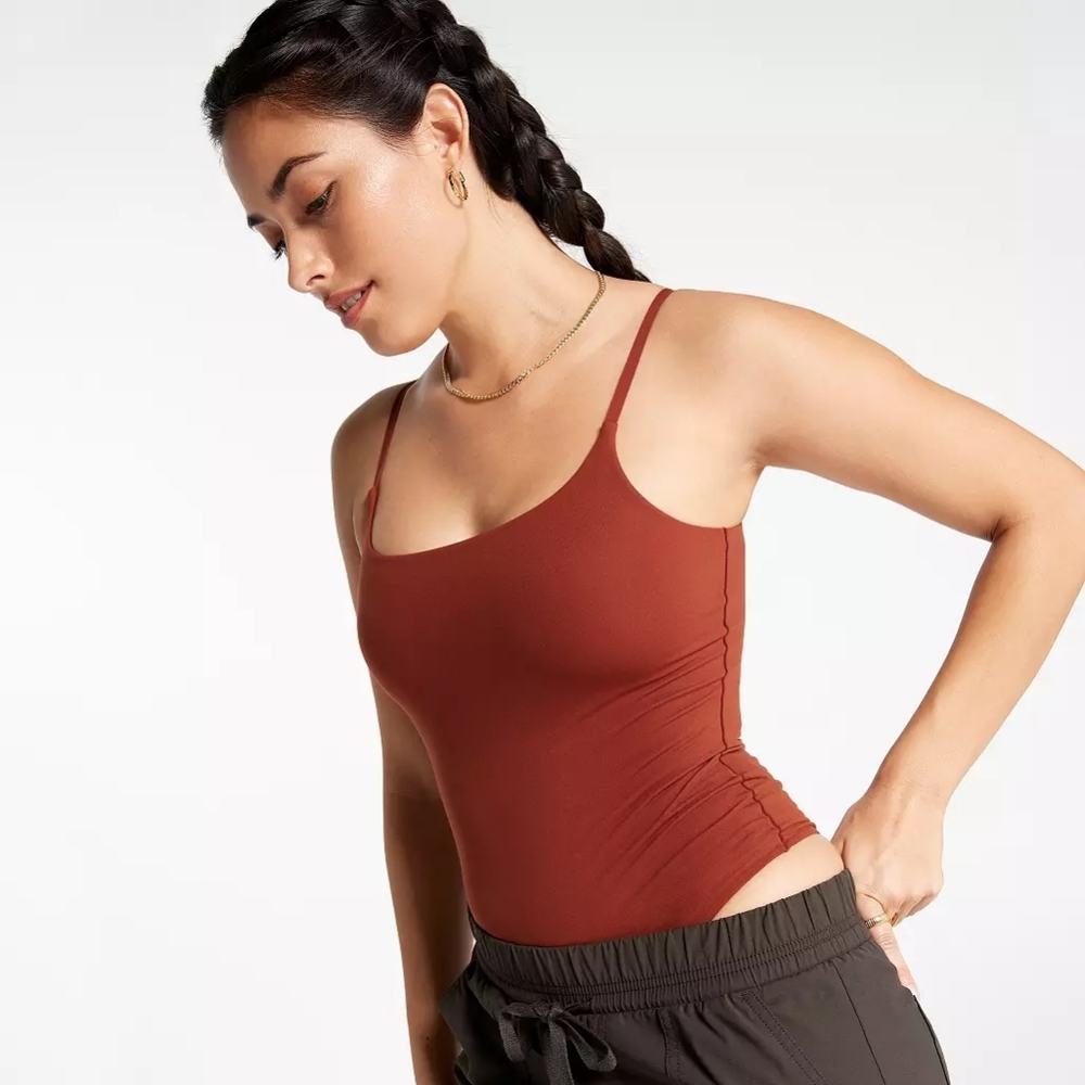 NWT CALIA Women's Inspire Cami Bodysuit Red Brown Size XL $68